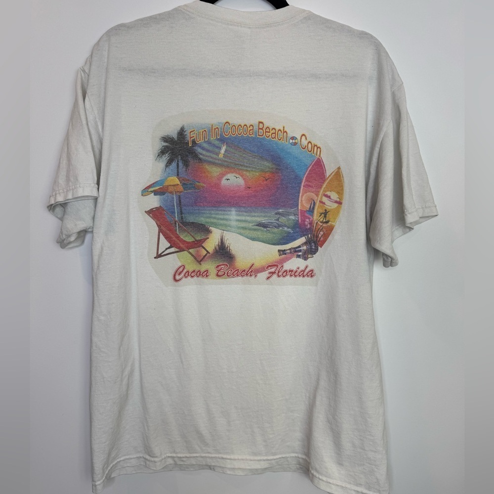 Vintage Cocoa Beach Florida Graphic White T-Shirt size large